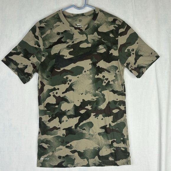 Nike Dri-Fit‎ T-Shirt Mens Small Camo Training Tee CU8519-342 Short Sleeve Crew - Picture 1 of 12